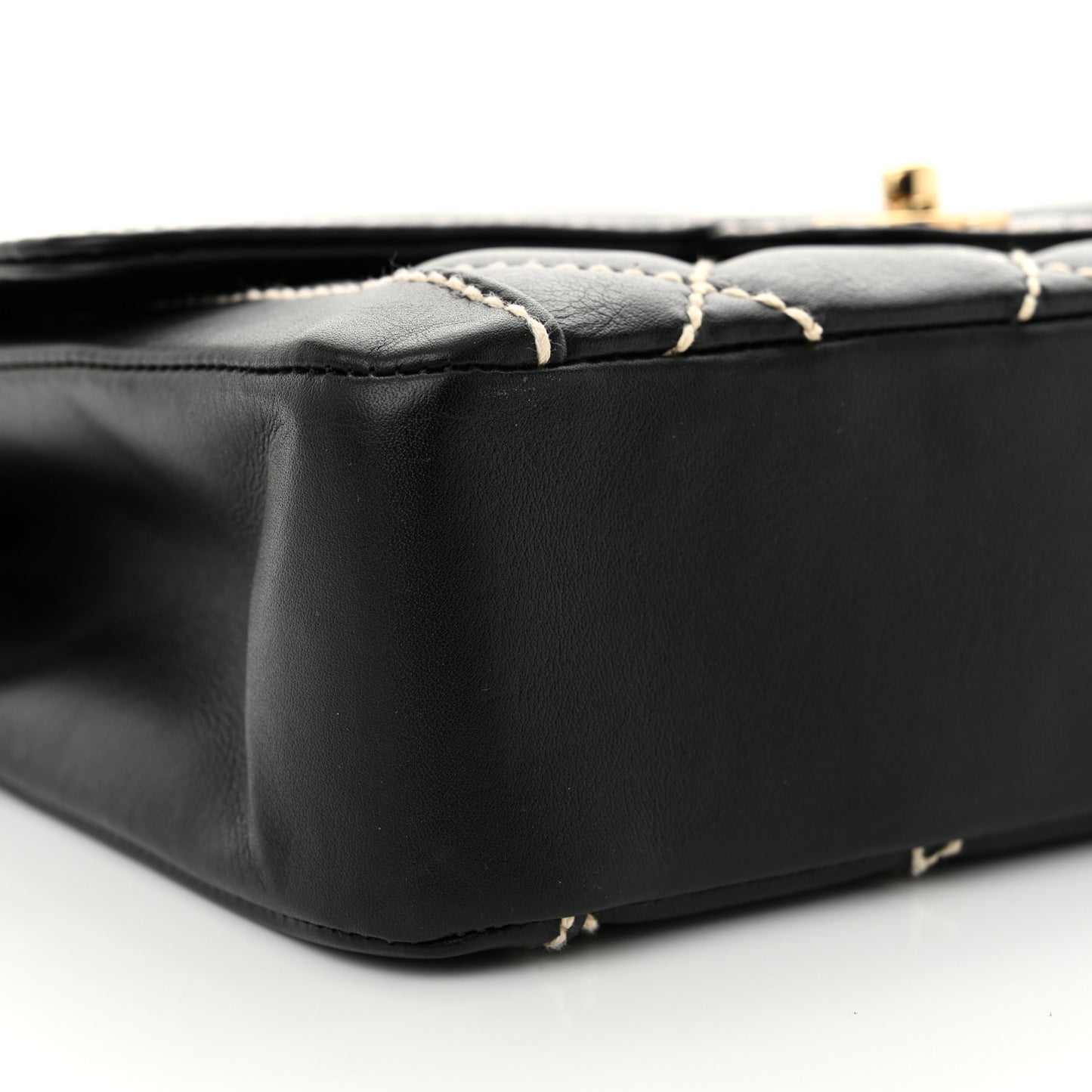Calfskin Quilted Wild Stitch Flap Black