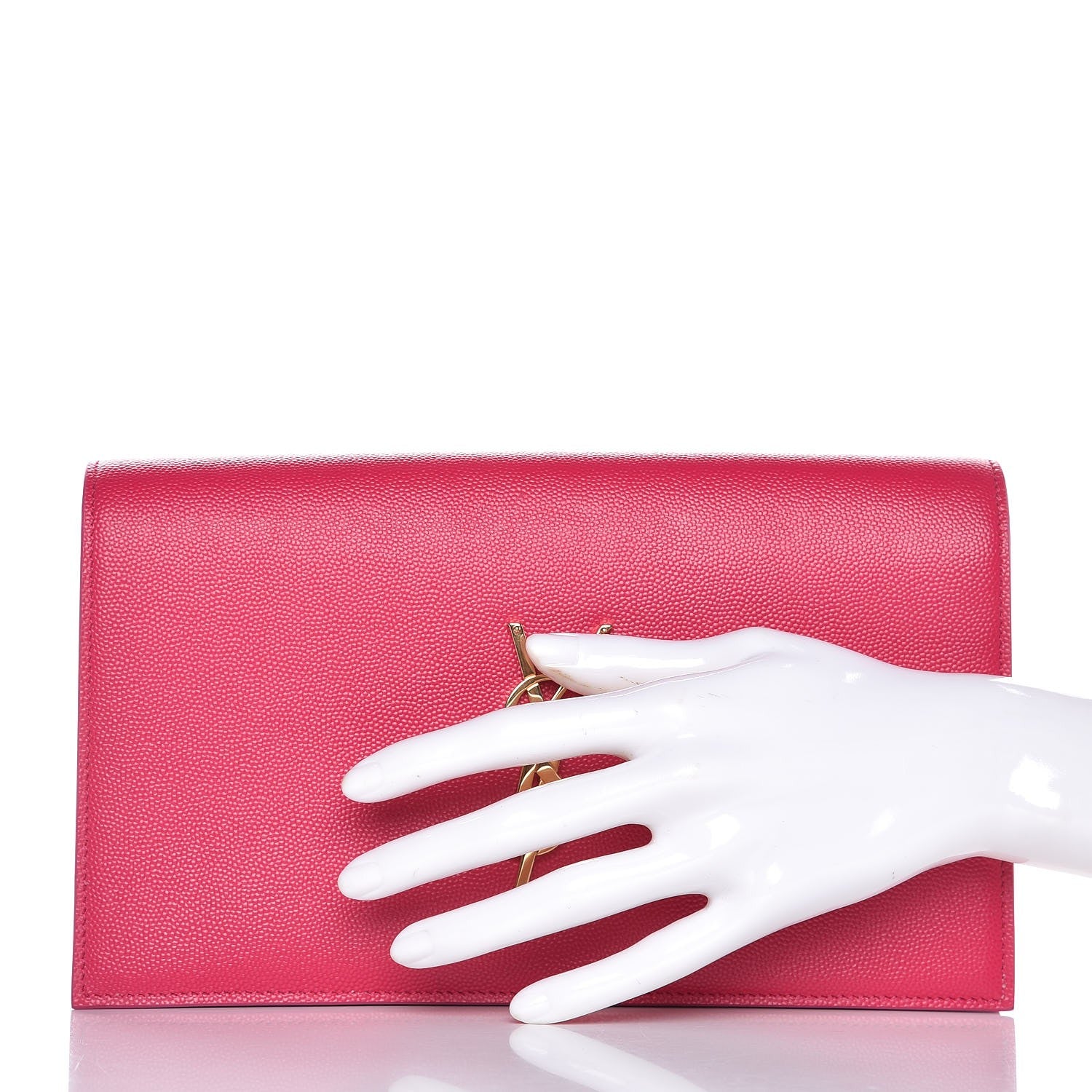 Saint Laurent Grain De Poudre Classic Monogram Kate Clutch Lipstick Fuchsia 2 of 6