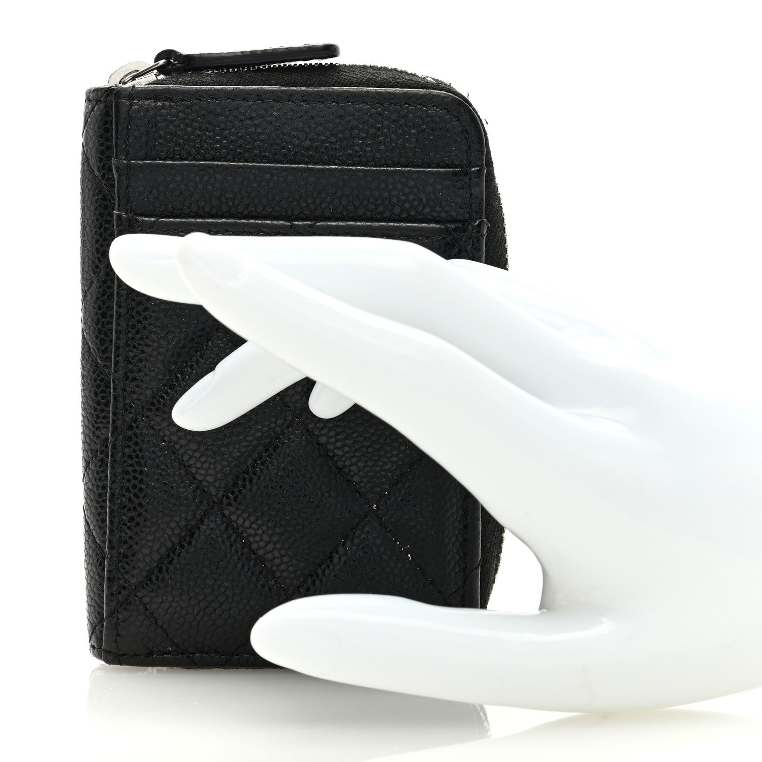 Chanel Caviar Quilted Zip Card Holder Black 2 of 8