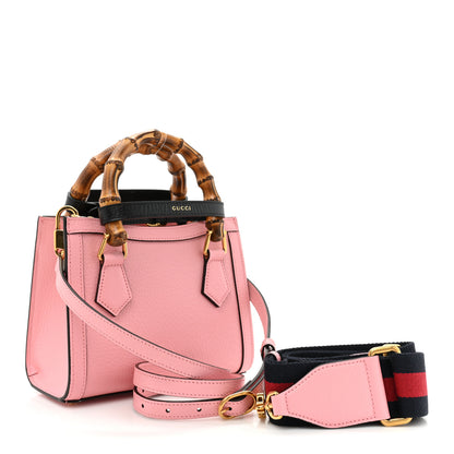 Gucci Textured Dollar Calfskin Web Mini Diana Tote Bag Wild Rose Black 3 of 11