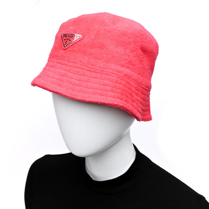 Prada Terry Cloth Metal Triangle Logo Womens Bucket Hat M Ibisco 2 of 8
