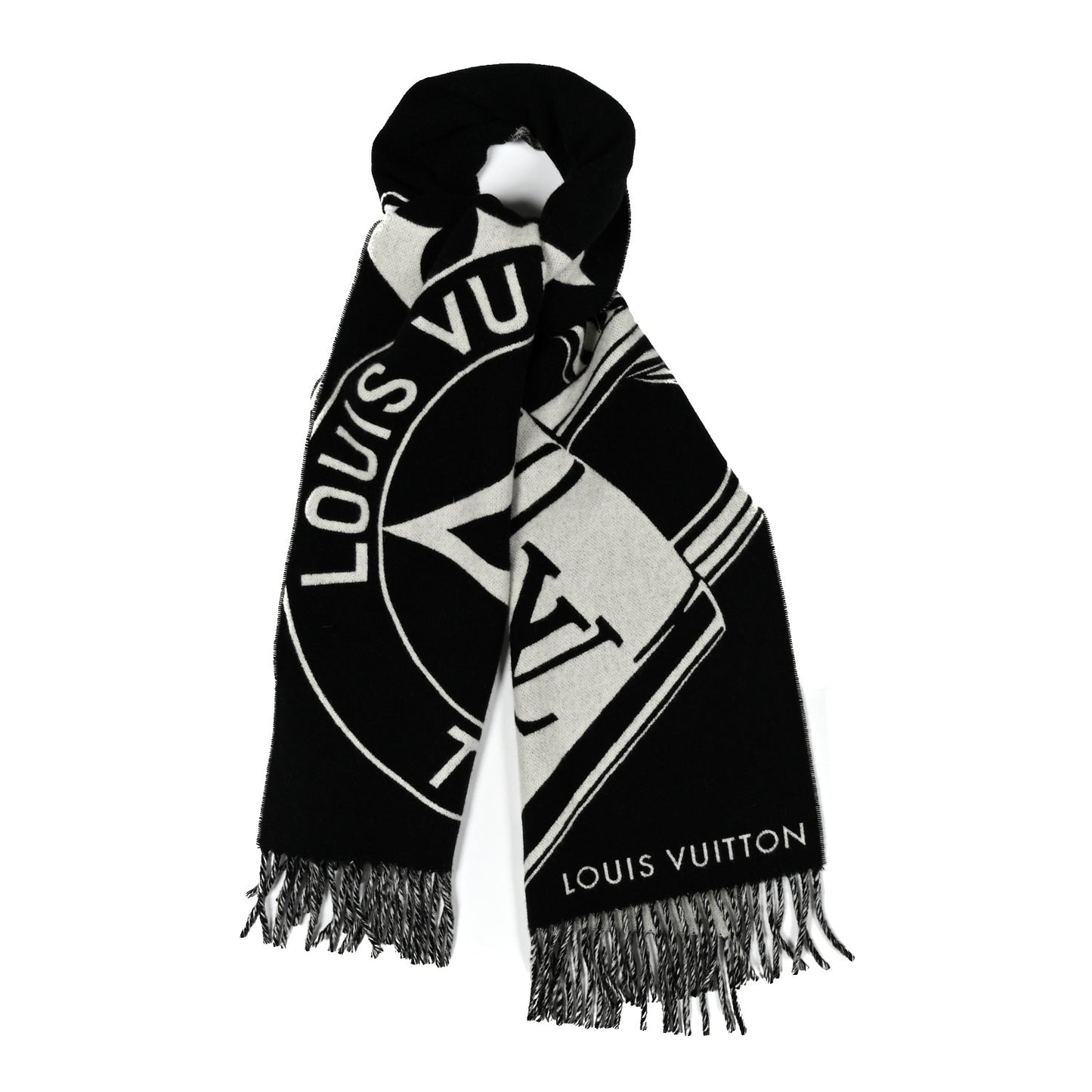 Wool Cashmere Lock And Keys Scarf Black