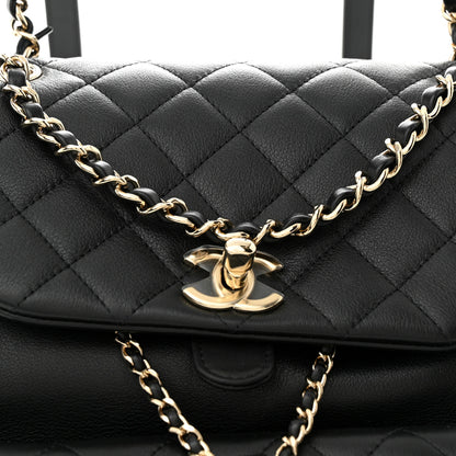 Chanel Lambskin Quilted Large Duma Drawstring Backpack Black 8 of 10