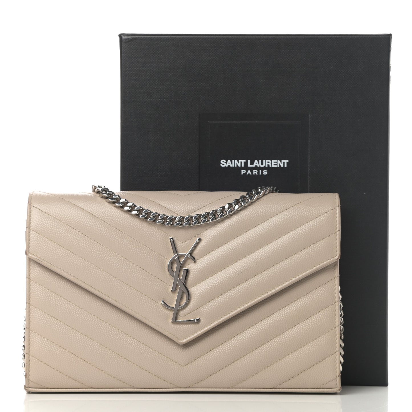 Grain De Poudre Matelasse Chevron Monogram Chain Wallet Rose Poudre