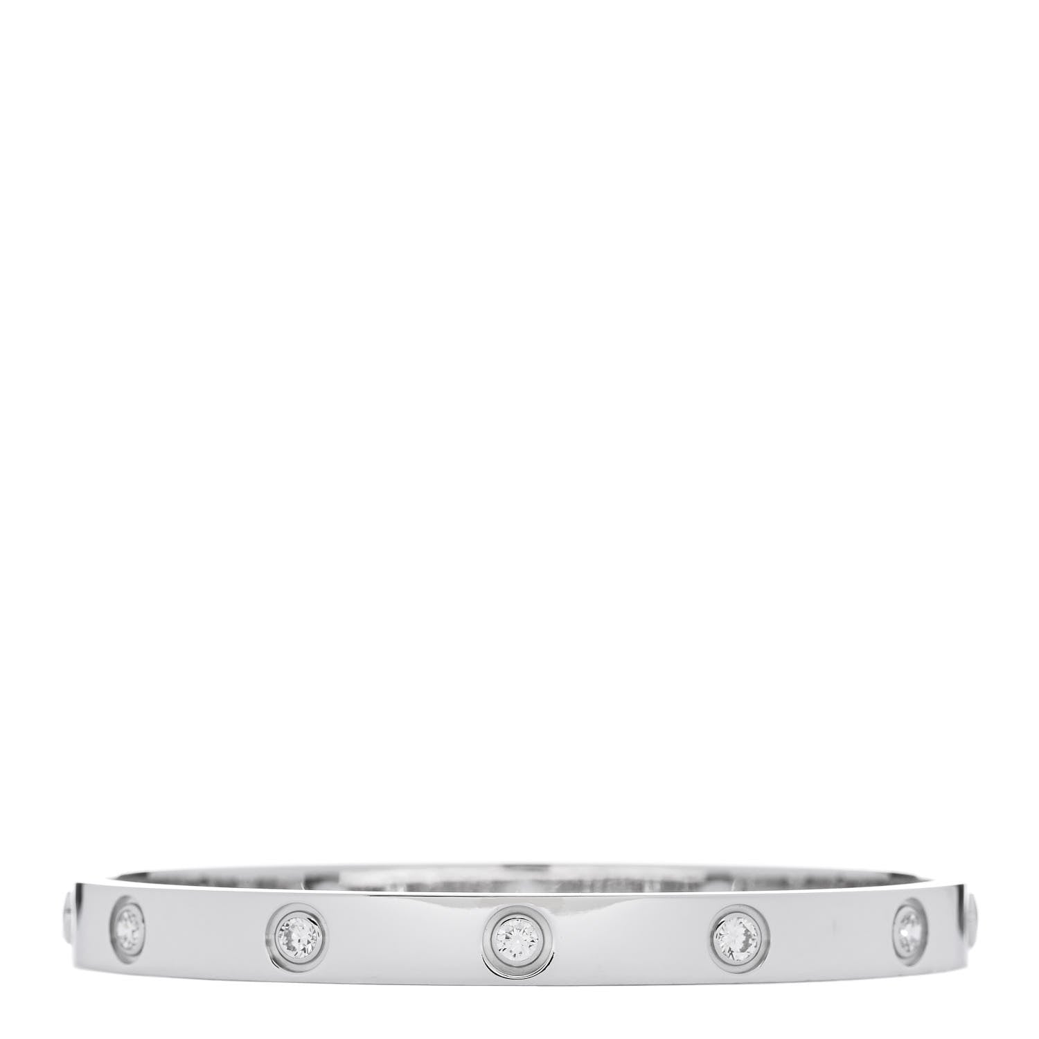 Cartier 18K White Gold 10 Diamond LOVE Bracelet 17 2 of 8