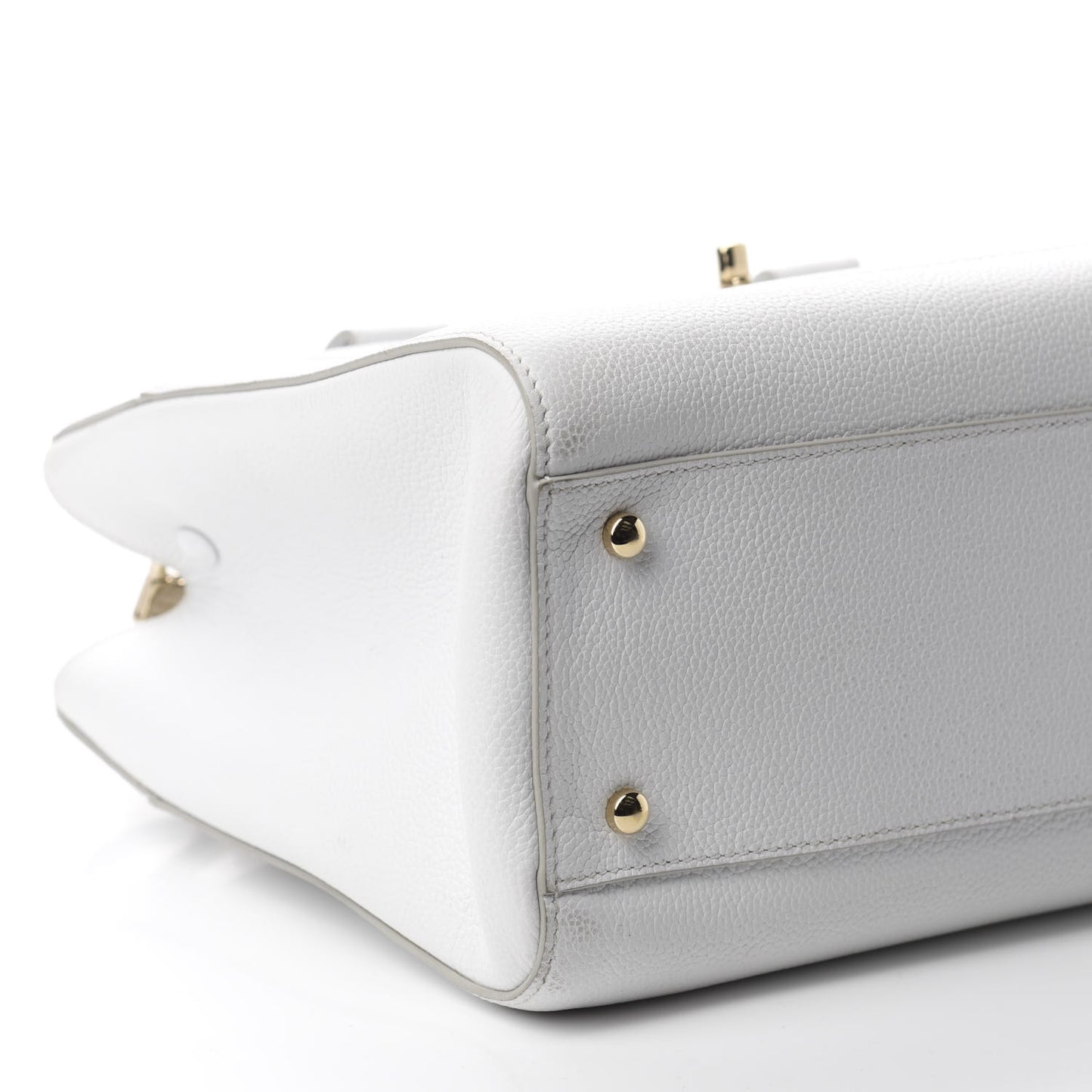 Grained Calfskin Small Neo Executive Shopper Tote White