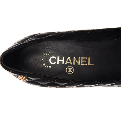 Chanel Calfskin Quilted Cap Toe Camellia Pumps 37.5 Black 6 of 8