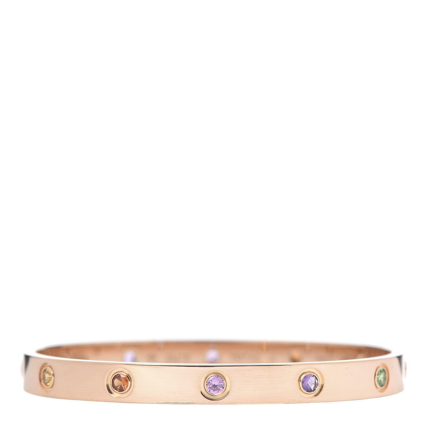 Cartier 18K Pink Gold Sapphire Garnet Amethyst LOVE Bracelet 17 1 of 7