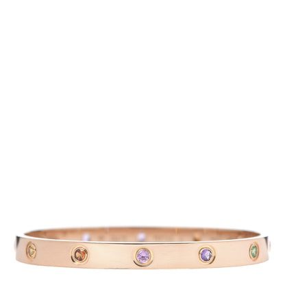 Cartier 18K Pink Gold Sapphire Garnet Amethyst LOVE Bracelet 17 1 of 7