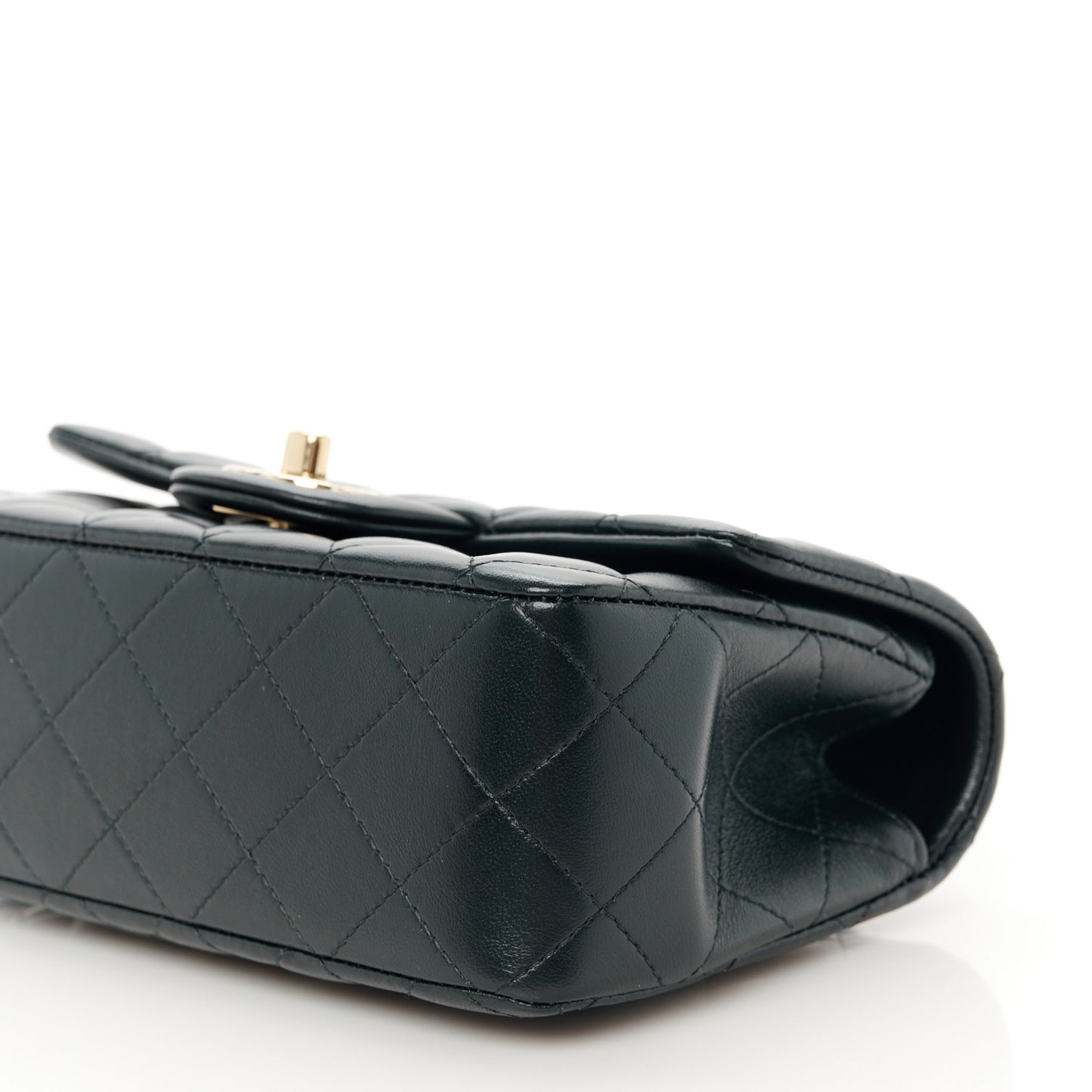 Lambskin Quilted Mini Top Handle Rectangular Flap Black