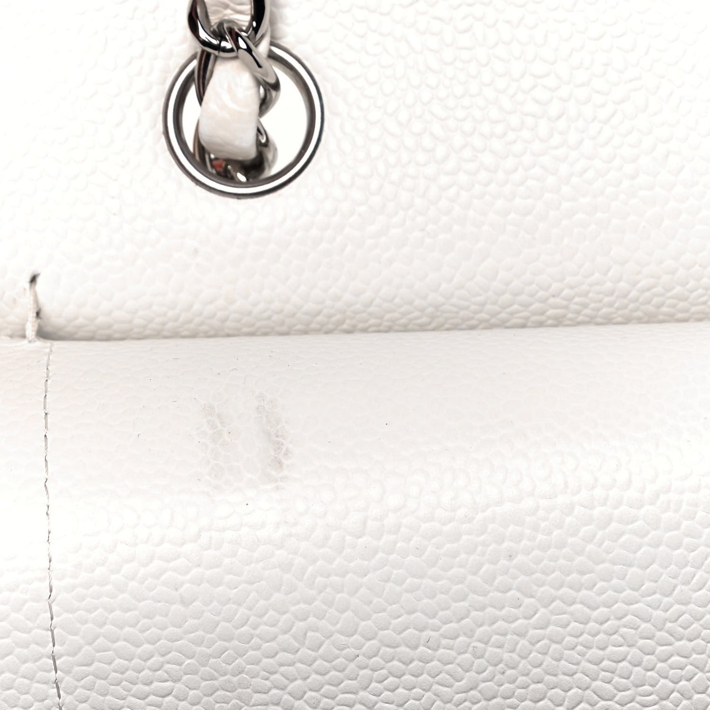 Caviar Quilted Medium Double Flap White