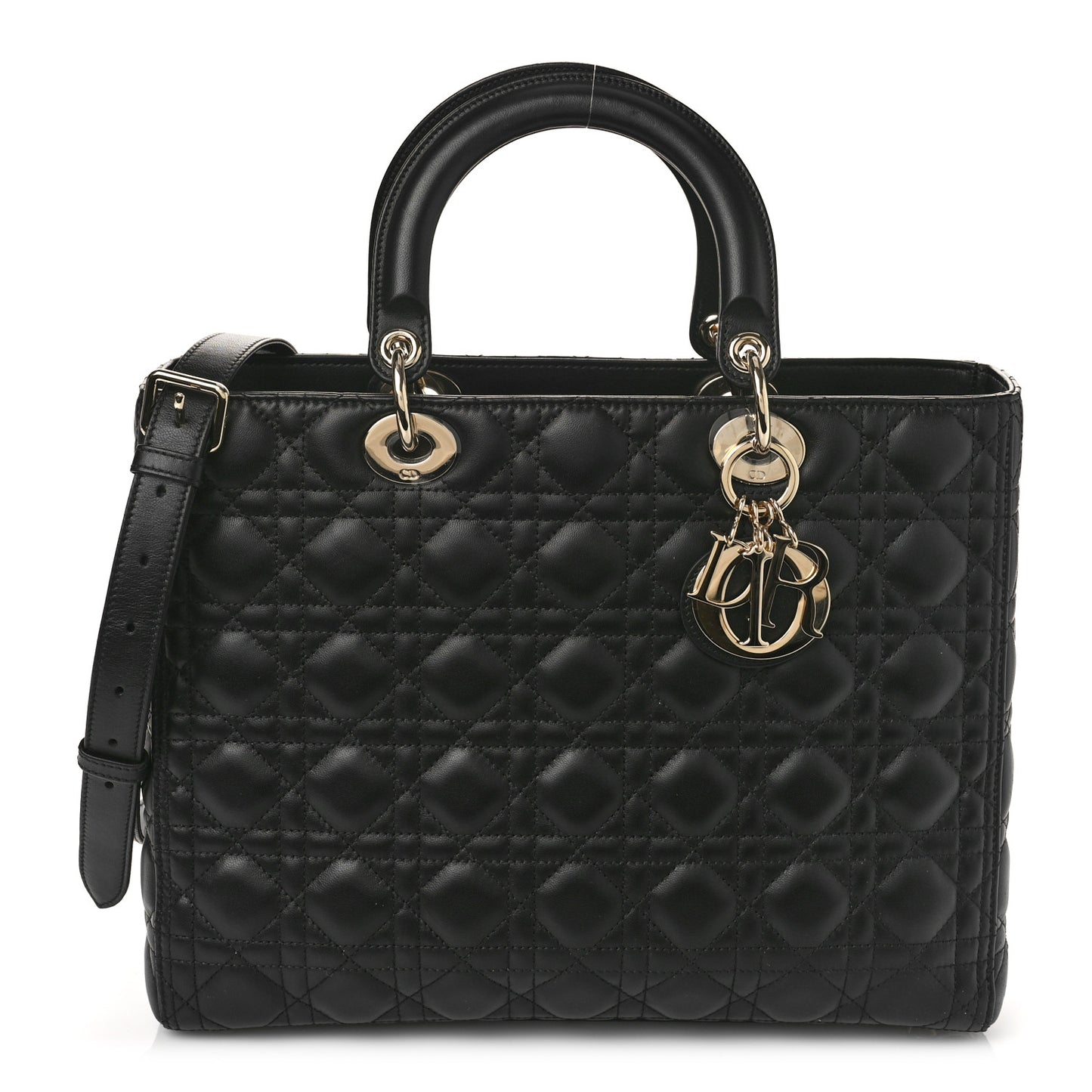 Lambskin Cannage Large Lady Dior Black