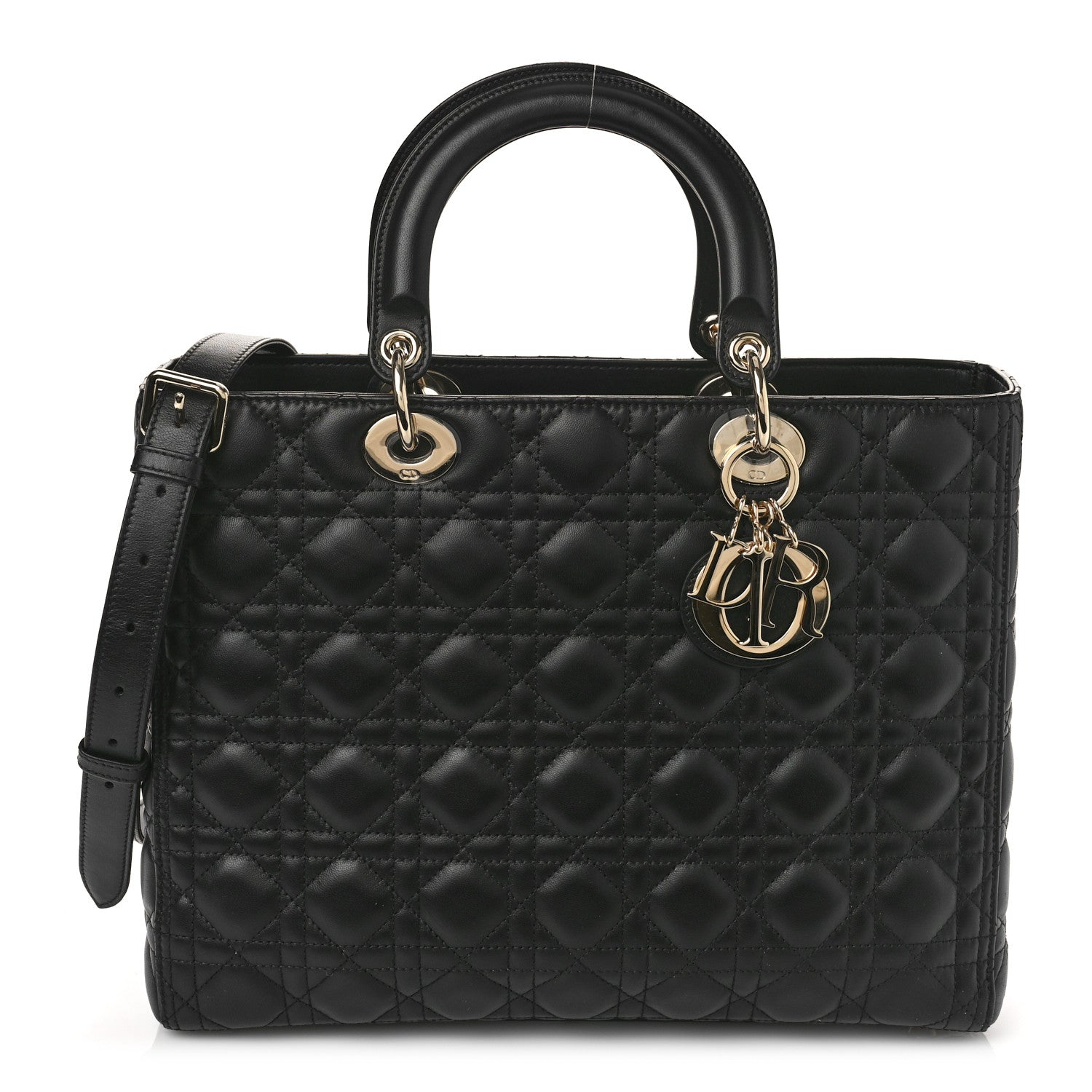 Christian Dior Lambskin Cannage Large Lady Dior Black 1 of 9