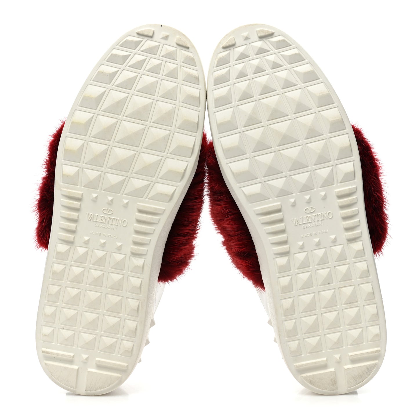 Calfskin Mink Fur Sneakers 37 White Rosso Valentino