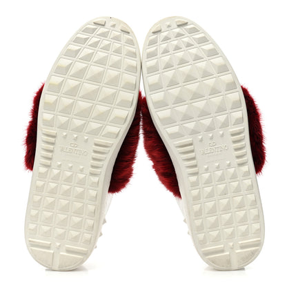 Valentino Garavani Calfskin Mink Fur Sneakers 37 White Rosso Valentino 6 of 11