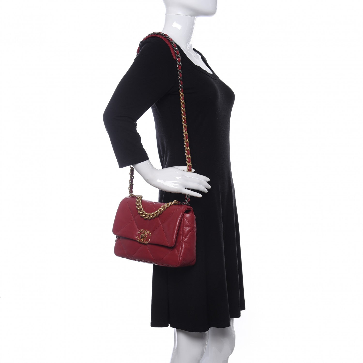 Chanel Lambskin Quilted Medium Chanel 19 Flap Red 2 of 10