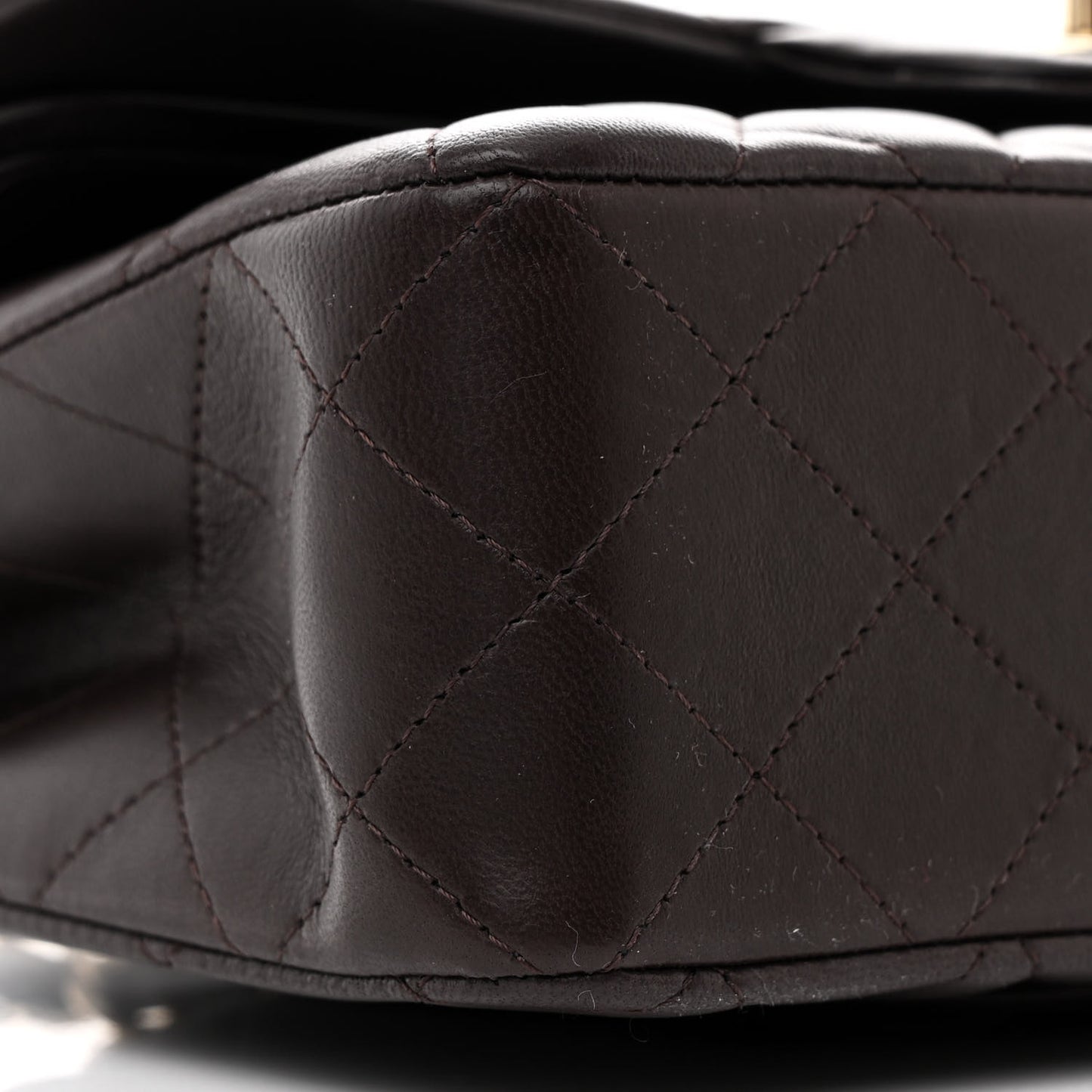 Lambskin Quilted Small Double Flap Dark Brown