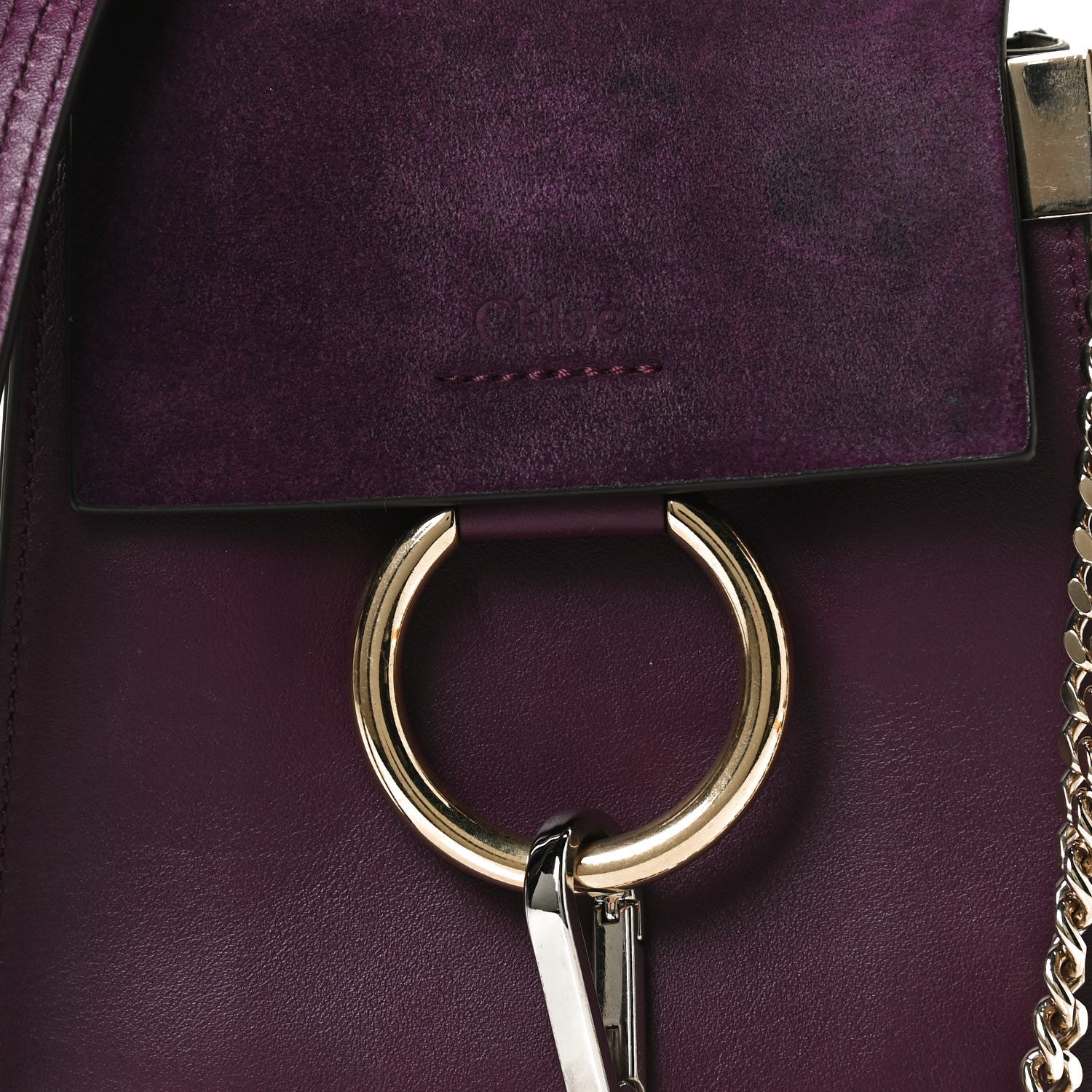 Chloe Suede Calfskin Mini Faye Bracelet Bag Nightfall Purple 7 of 13