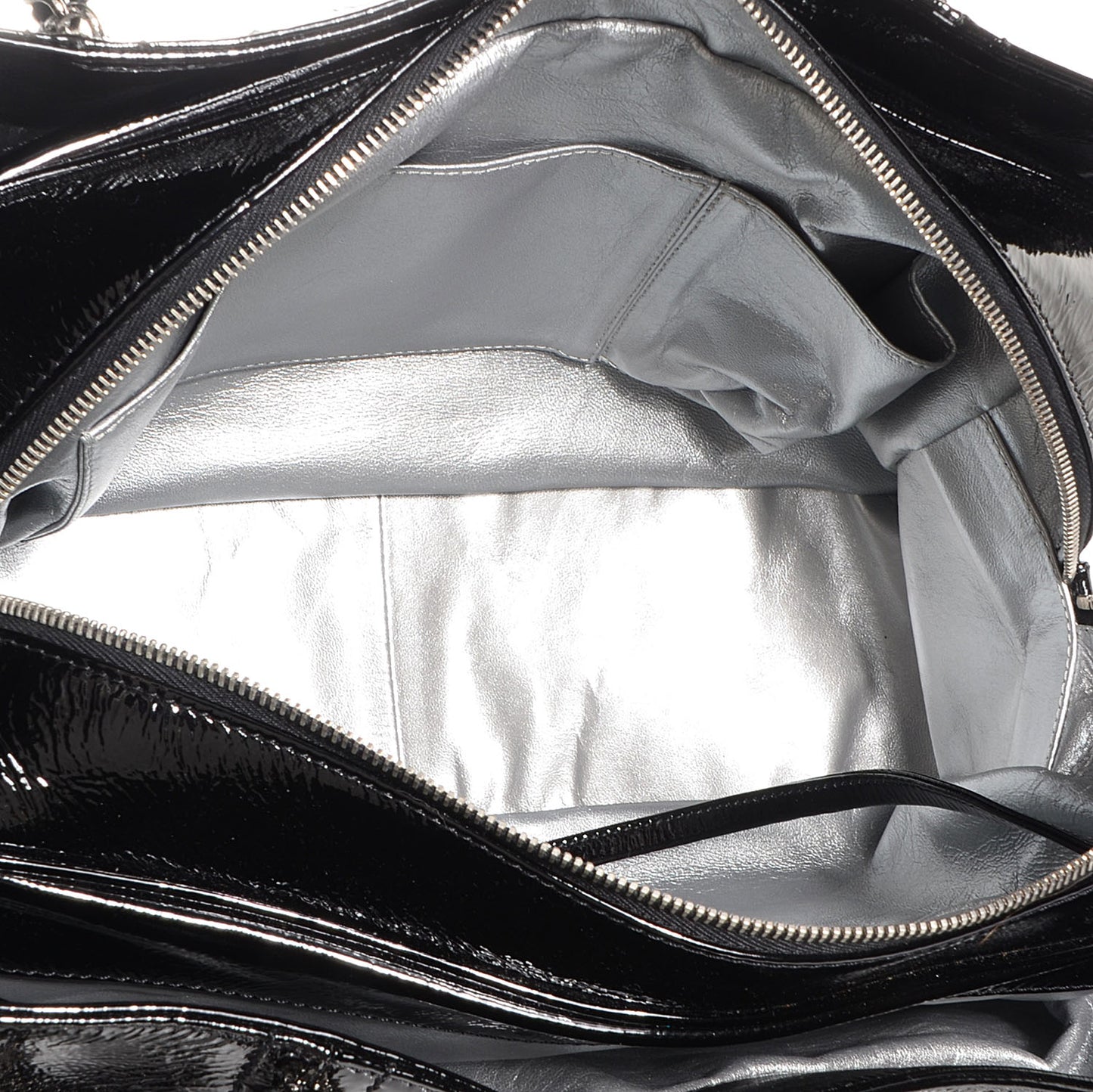 Patent Calfskin Large Luxe Ligne Tote Black