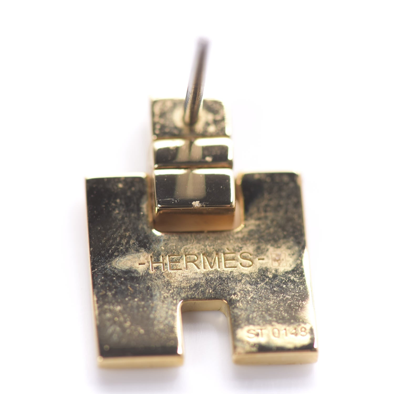 Hermes Gold Lacquer Eileen Earrings White 3 of 6