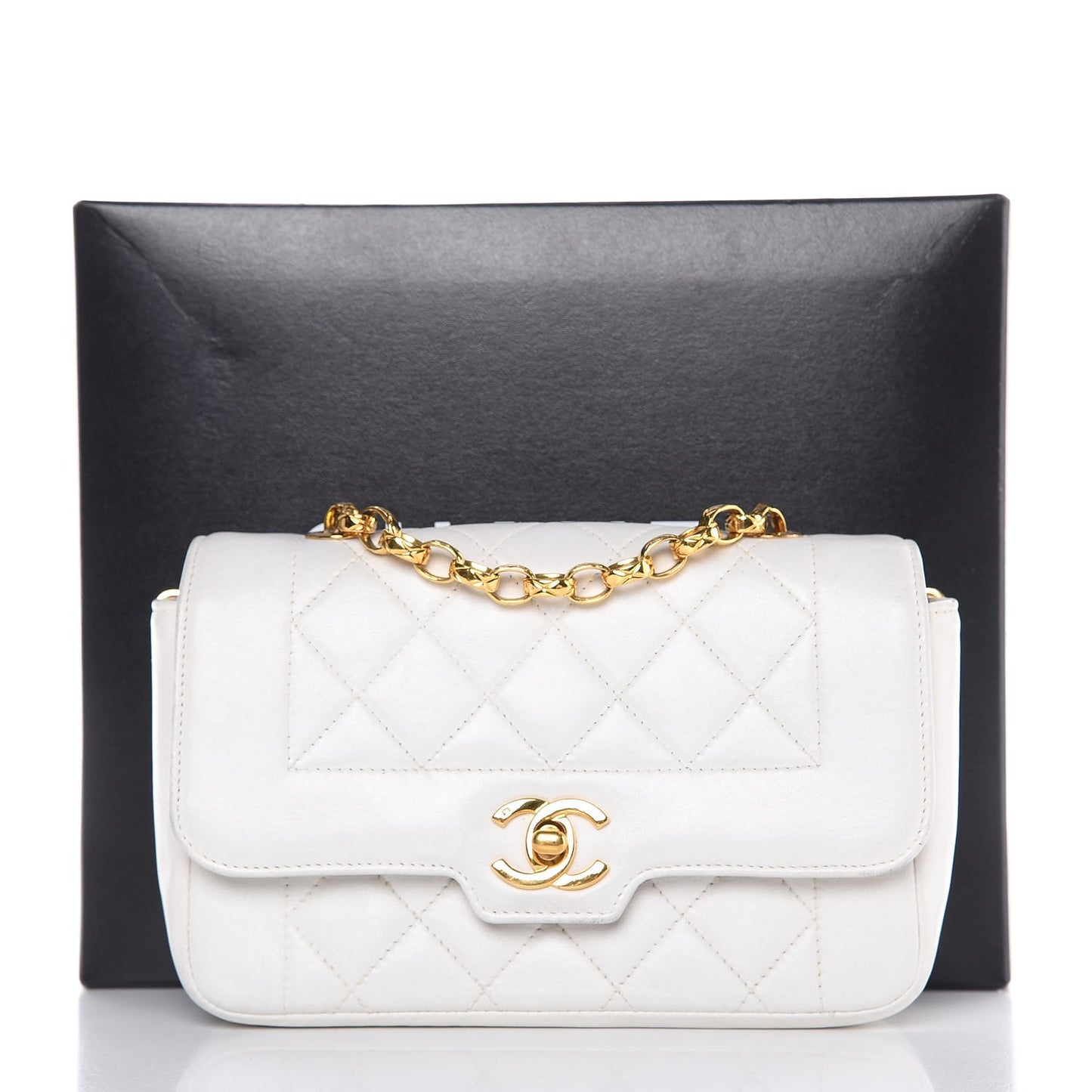 Lambskin Quilted Small Single Flap White