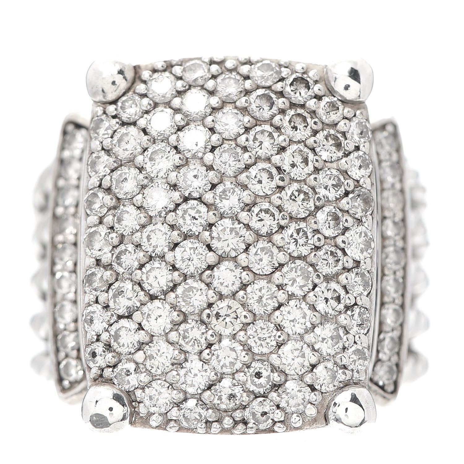David Yurman Sterling Silver Diamond 20mm Wheaton Ring 55 7.25 1 of 5