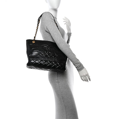 Chanel Shiny Aged Calfskin Quilted Small Shopping Bag Black 2 of 12