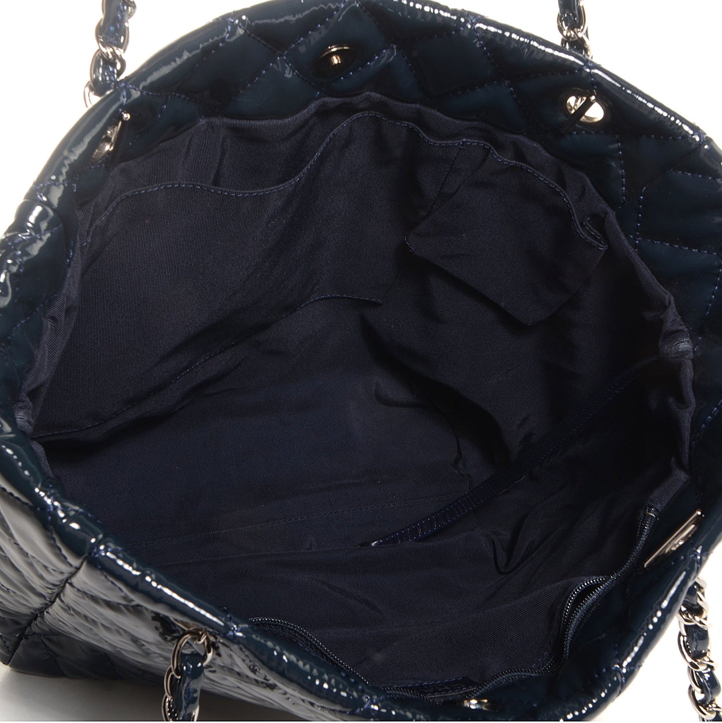 Patent Quilted Chic and Glitter Large Tote Navy Blue