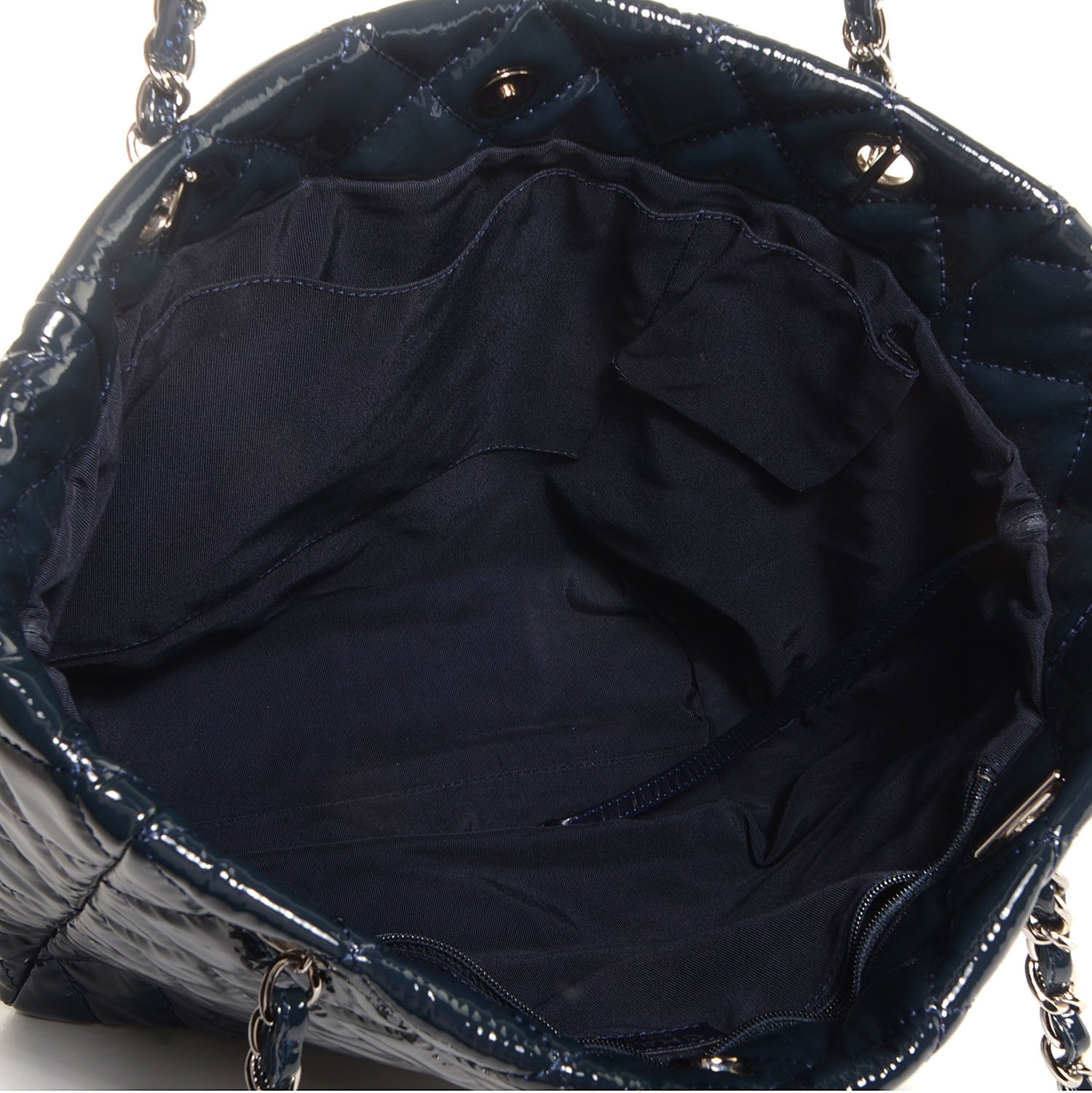 Chanel Patent Quilted Chic and Glitter Large Tote Navy Blue 5 of 7