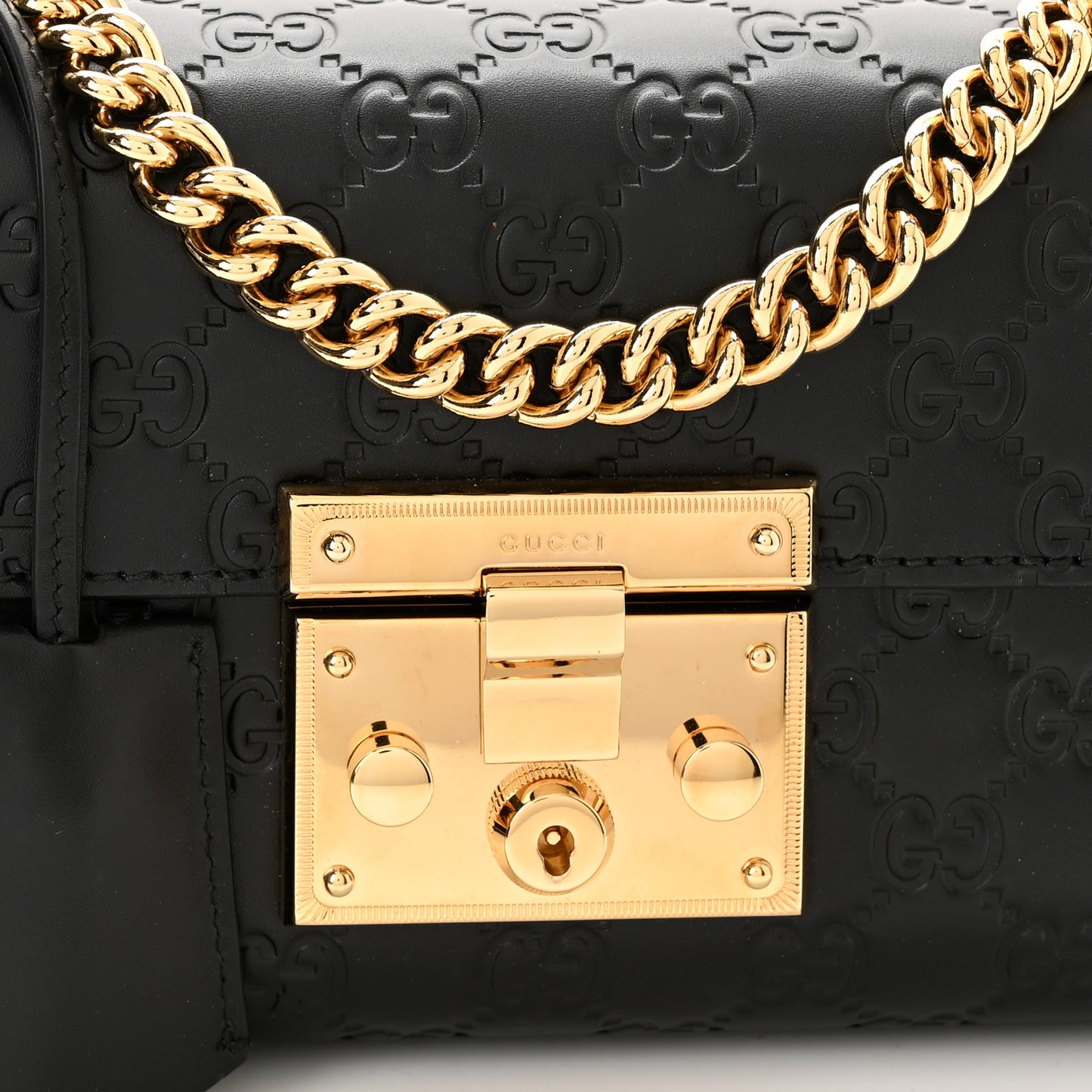 Guccissima Small Padlock Shoulder Bag Black