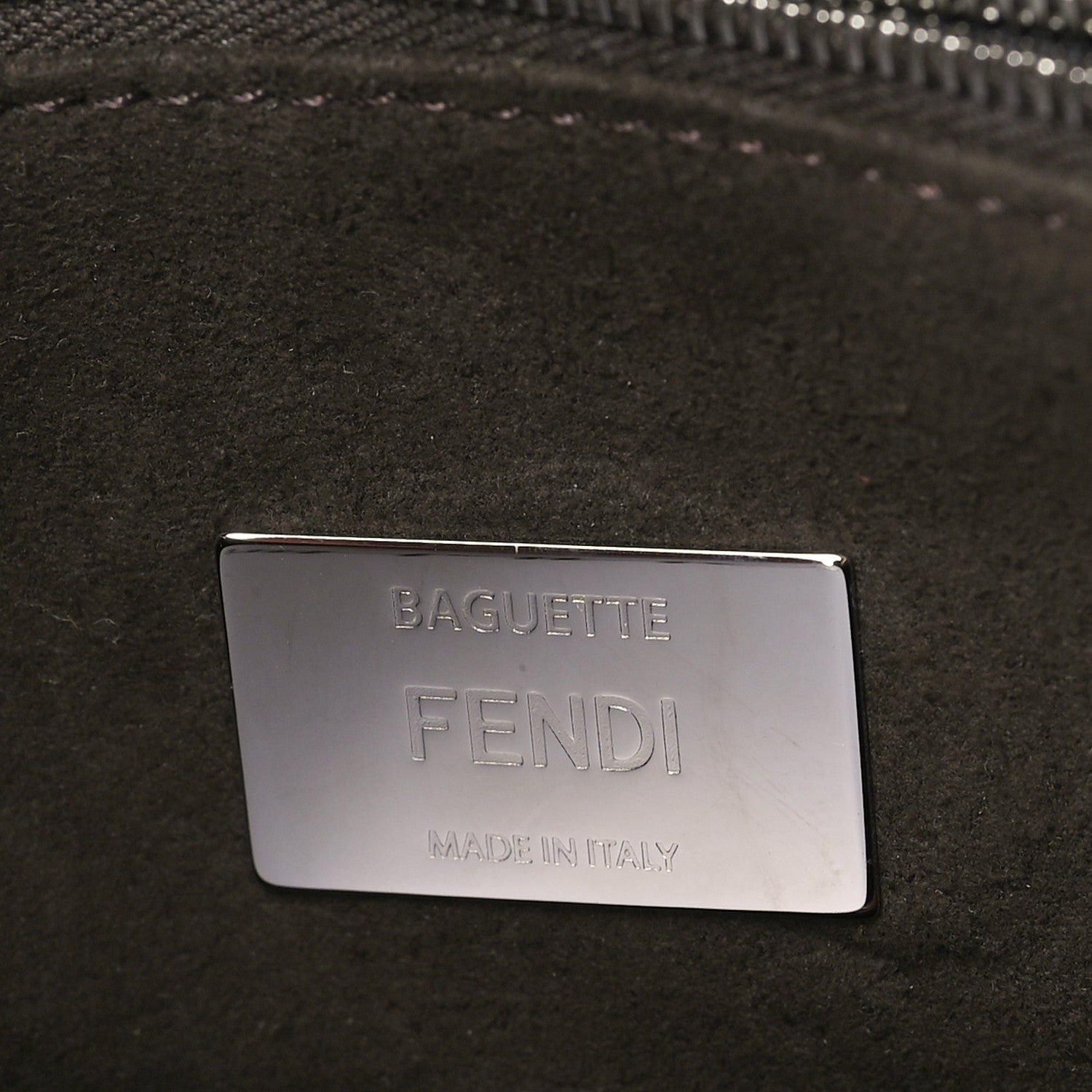 Fendi Vitello Tamponato Vintage Jacquard FF 1974 Zip Baguette Moro 6 of 10