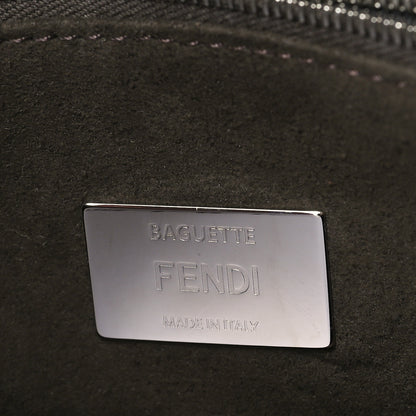 Fendi Vitello Tamponato Vintage Jacquard FF 1974 Zip Baguette Moro 6 of 10