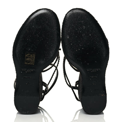 Saint Laurent Calfskin Cassandra Espadrille 105 Wedges 40 Black 5 of 8