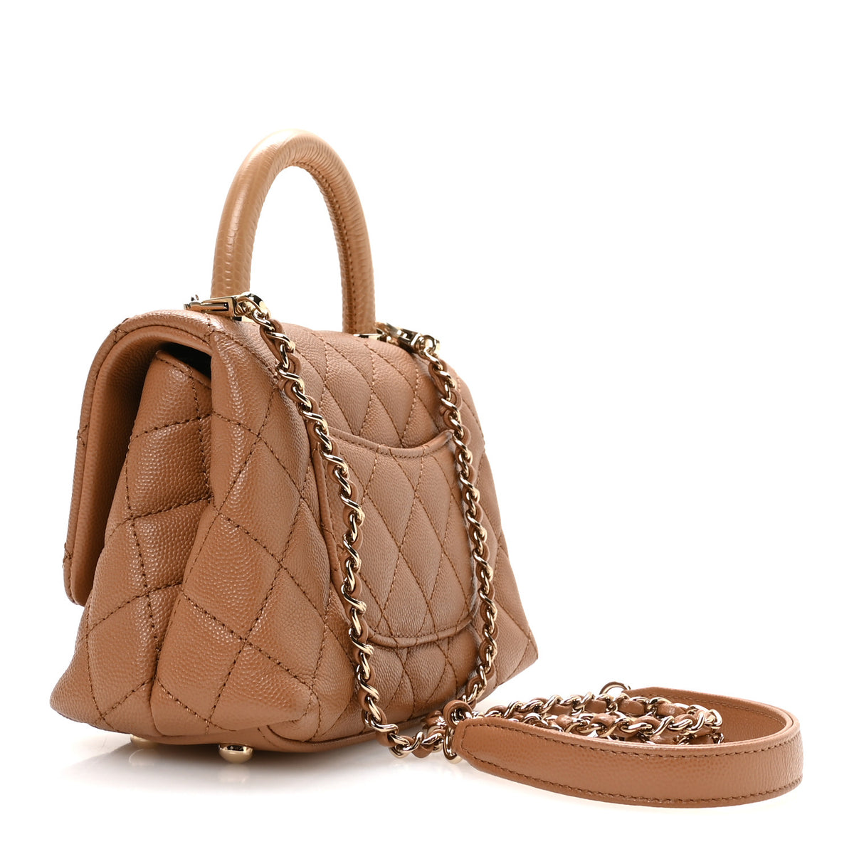 Chanel Caviar Lizard Embossed Quilted Extra Mini Coco Handle Flap Brown 3 of 11