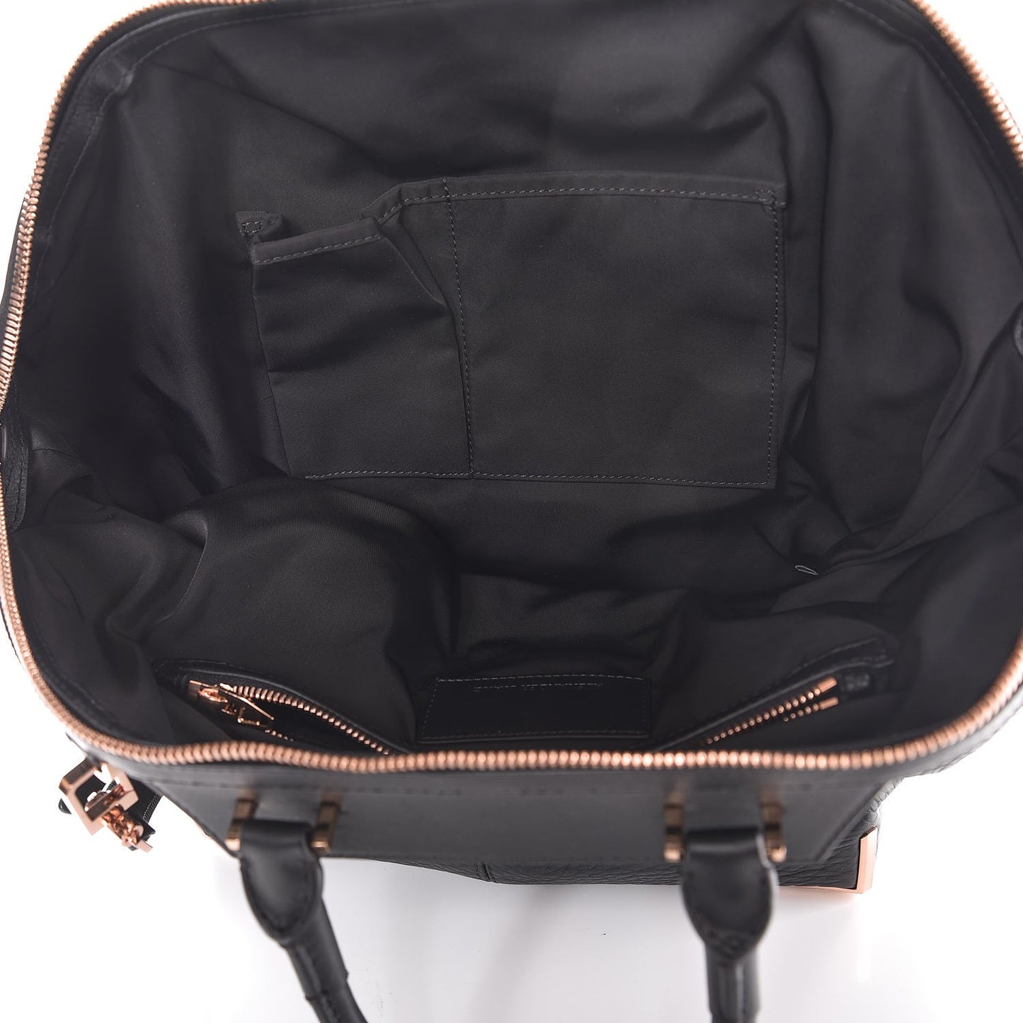 Pebbled Calfskin Large Emile Black Rose Gold Hardware