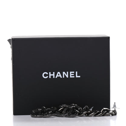 Chanel Metal CC Pick Drop Earrings Ruthenium 5 of 5