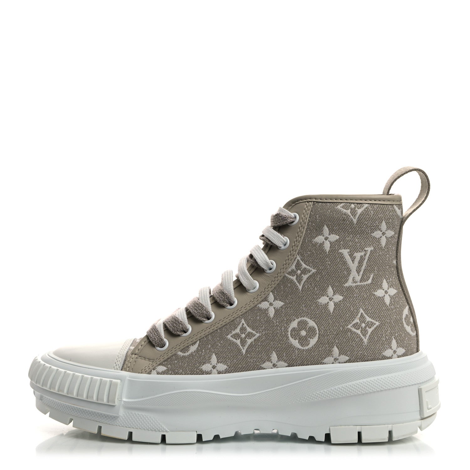 Louis Vuitton Denim Monogram Squad Sneaker Boots 37.5 Beige 1 of 9