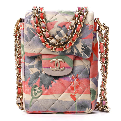 Chanel Lambskin Floral Printed Quilted Phone Holder Multicolor 1 of 12