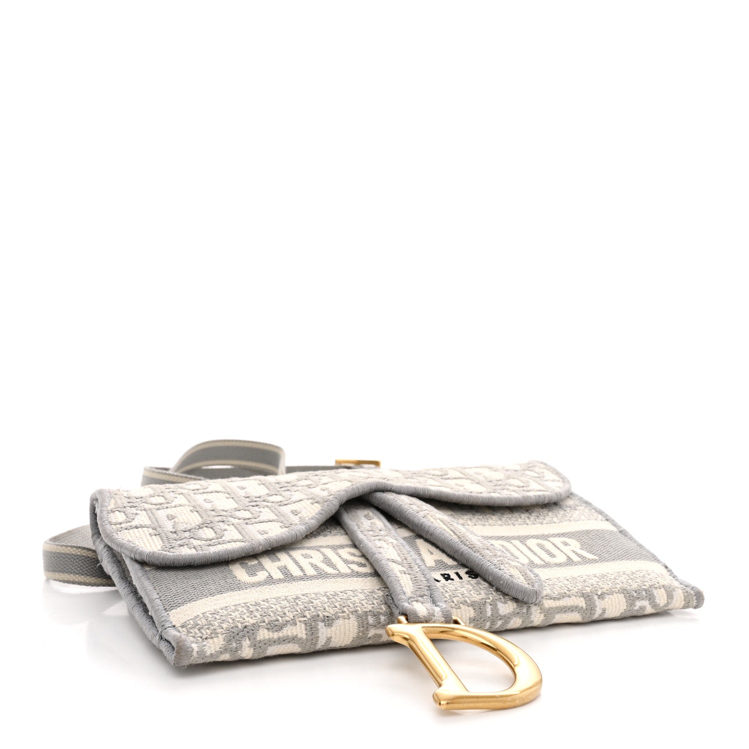 Christian Dior Oblique Slim Saddle Pouch Grey Grey 3 of 10