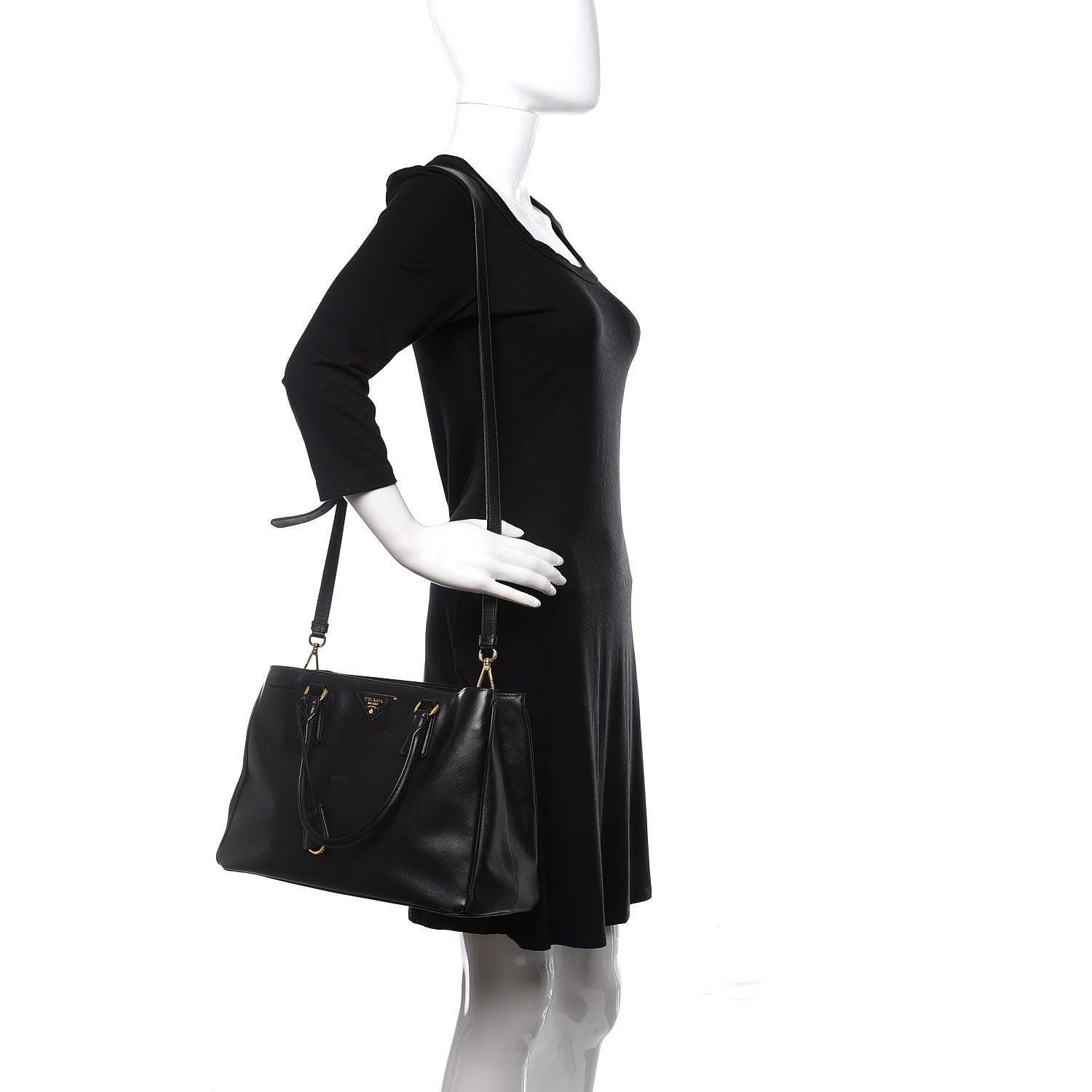 Prada Saffiano Lux Medium Tote Black 2 of 10