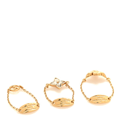 Louis Vuitton Crystal Blooming Strass Ring Set M Gold 3 of 6