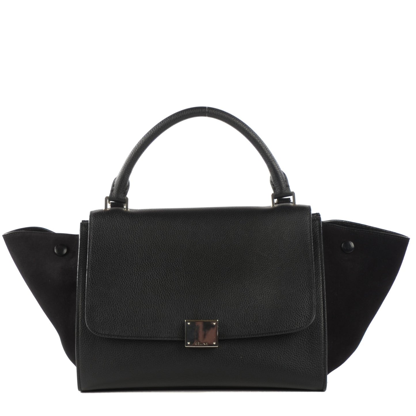 Drummed Calfskin Suede Small Trapeze Black