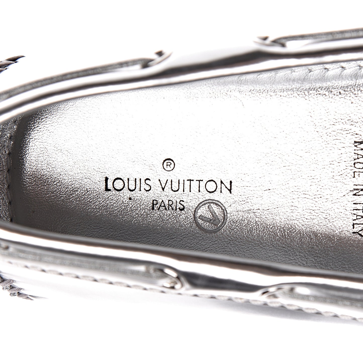 Patent Calfskin Monogram Gloria Loafers 38 Silver
