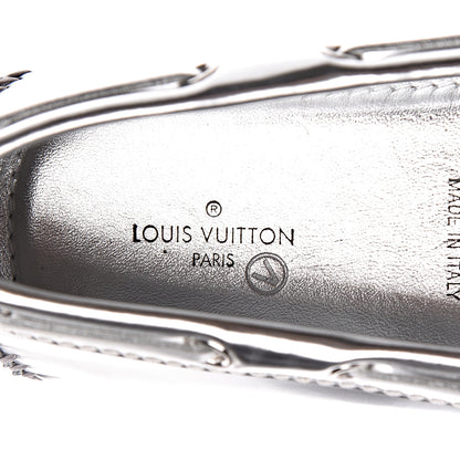 Louis Vuitton Patent Calfskin Monogram Gloria Loafers 38 Silver 6 of 10