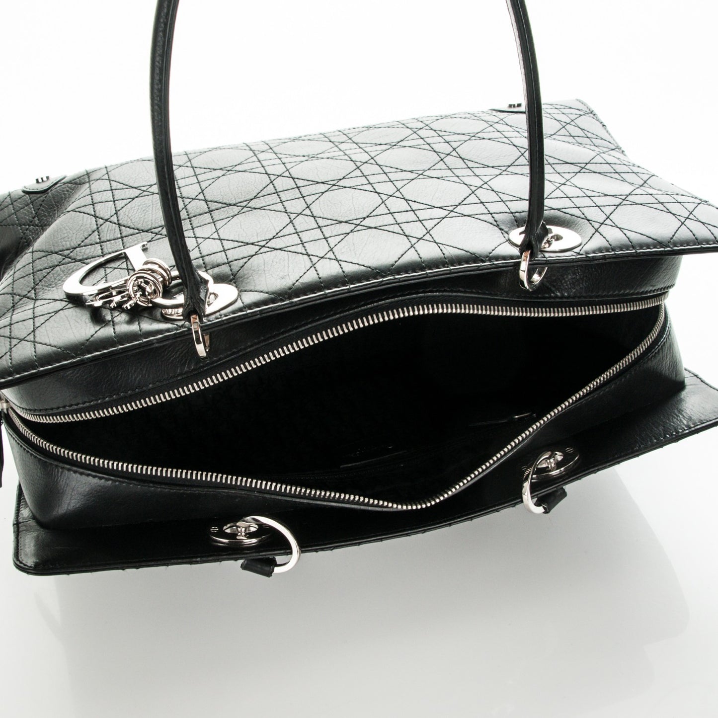Calfskin Cannage Stitched Large East West Lady Dior Black