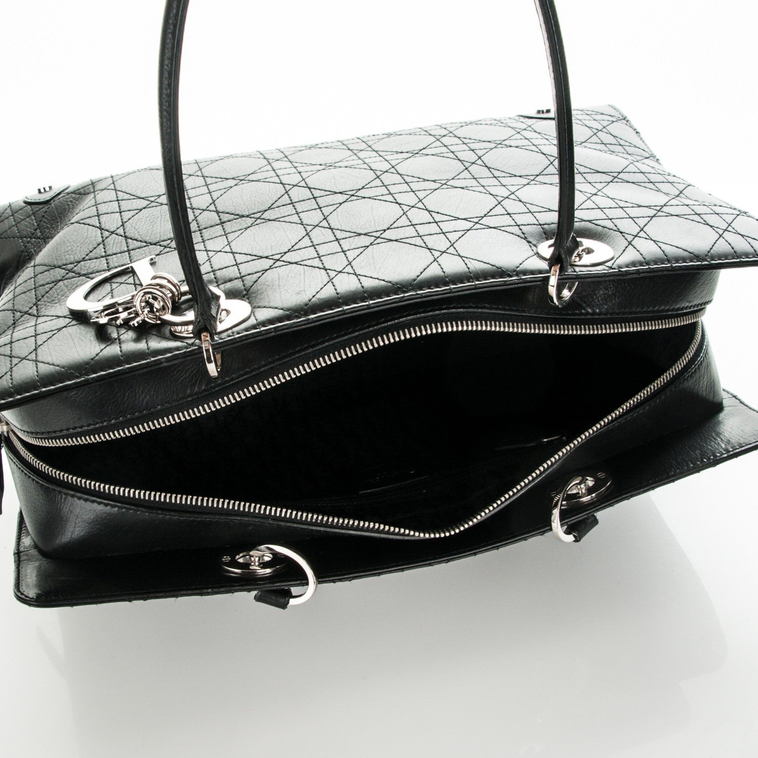 Christian Dior Calfskin Cannage Stitched Large East West Lady Dior Black 5 of 7