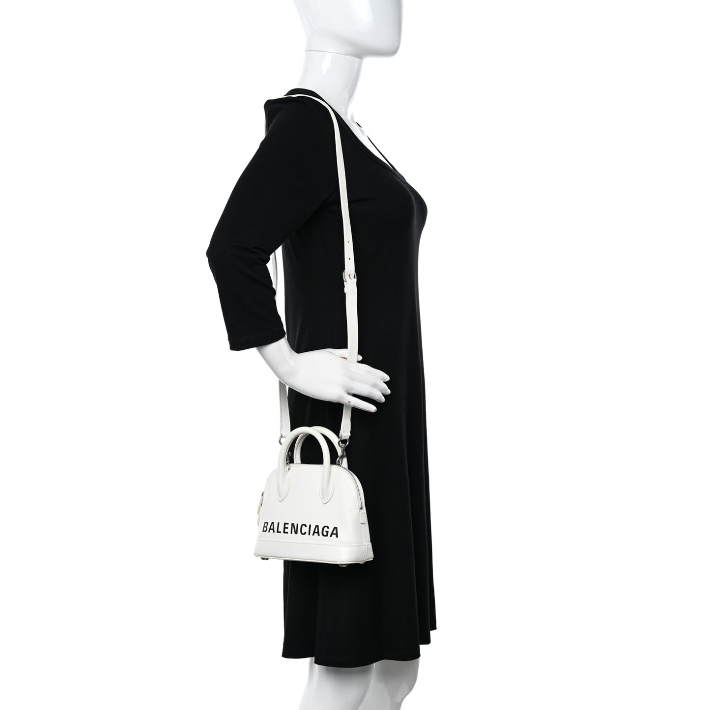Grained Calfskin XXS Ville Top Handle Bag White Black