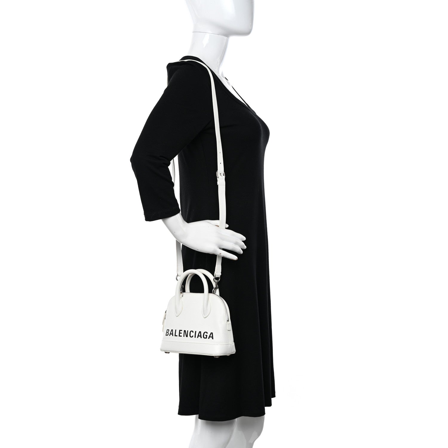 Balenciaga Grained Calfskin XXS Ville Top Handle Bag White Black 2 of 17