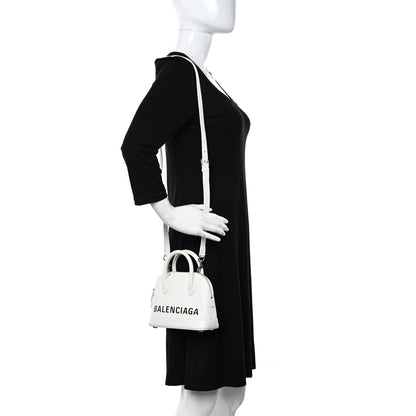 Balenciaga Grained Calfskin XXS Ville Top Handle Bag White Black 2 of 17