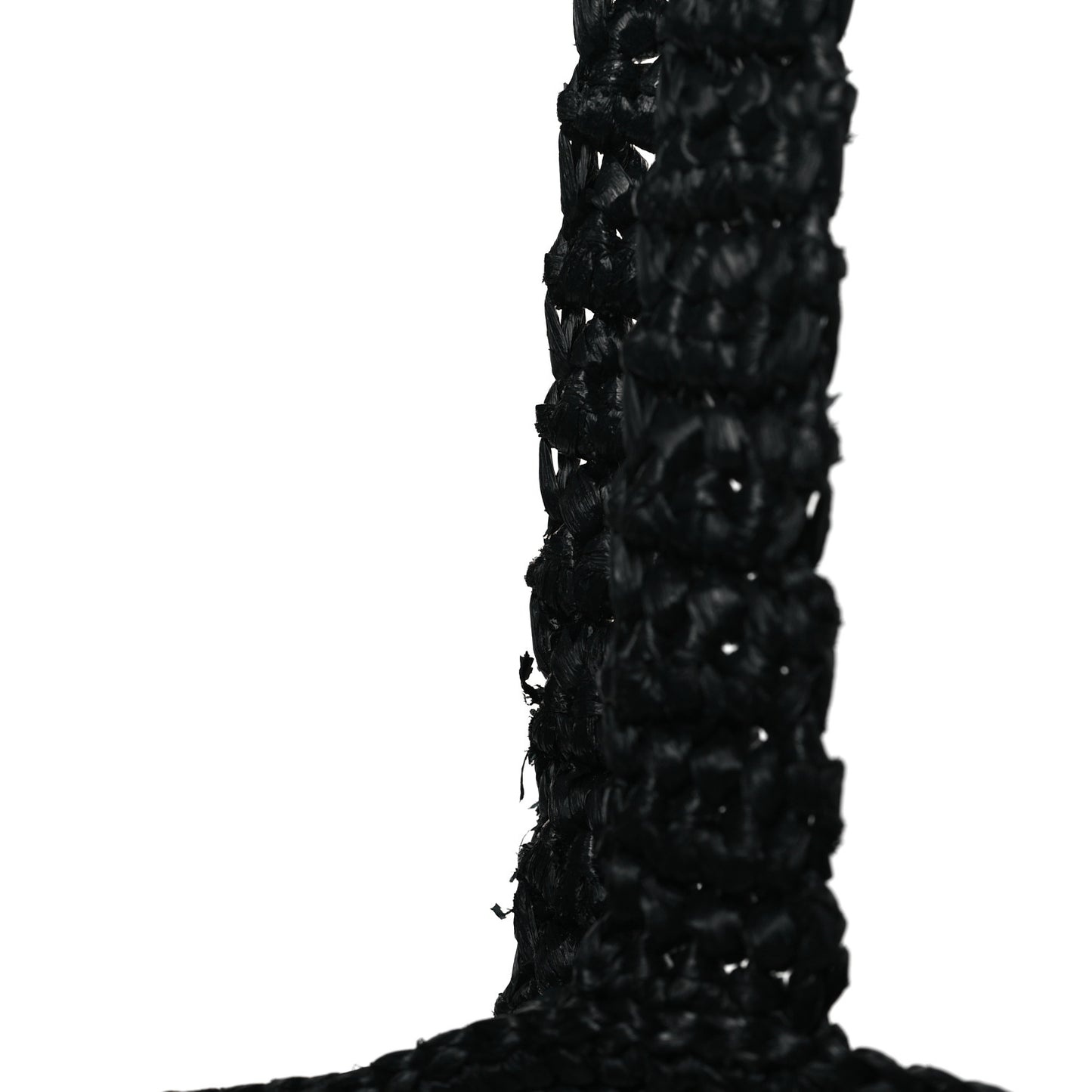 Yarn Raffia Effect Crochet Logo Embroidered Tote Bag Black